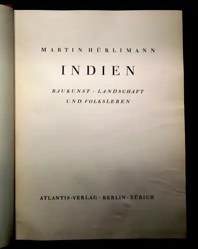 Hürlimann Indien Baukunst Landschaft Volksleben 1928 Orbis Terrarum mb