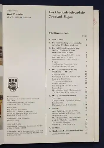 Krentzien Der Eisenbahnfährverkehr Stralsund-Rügen 1987 Technik Geschichte sf