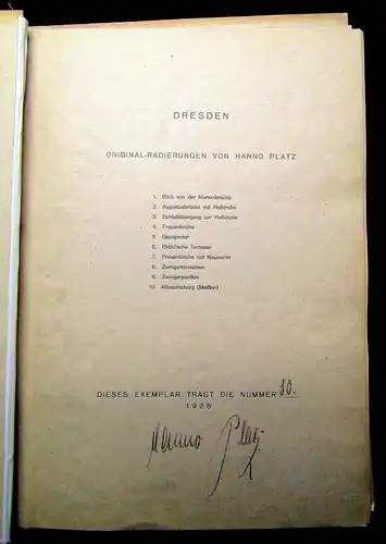 Platz, Hanno Dresden 10 Or. Radierungen signiert und nummeriert Ex.Nr. 80 1928