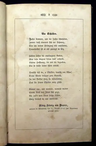 Schiller`s Album Eigenthum des Denkmal Schiller`s in Stuttgart 1837 Lyrik Poesie