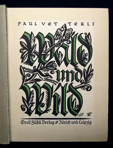 Vetterli Wald und Wild Belletrsitik Geschichten Waldgeschichten 1928 Erzählungen