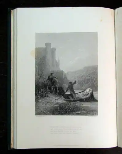 Tennyson Alfred Elaine 1867 Gustav Dore dekorativ Rundumgoldschnitt 9 Tafeln