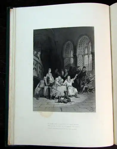 Tennyson Alfred Elaine 1867 Gustav Dore dekorativ Rundumgoldschnitt 9 Tafeln