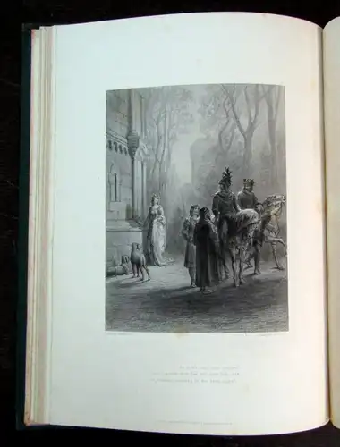 Tennyson Alfred Elaine 1867 Gustav Dore dekorativ Rundumgoldschnitt 9 Tafeln