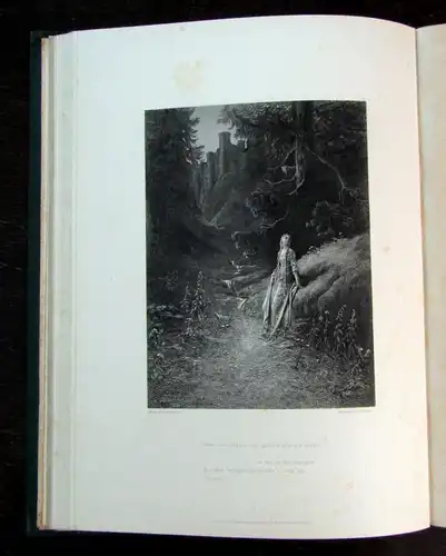 Tennyson Alfred Elaine 1867 Gustav Dore dekorativ Rundumgoldschnitt 9 Tafeln