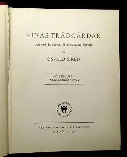 Siren Kinas Trädgardar - Gärten von China 2 Bde. in 1 1948/ 1950 Fantasie Natur