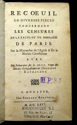 Boileau, 1666, Recoeüil de diverse pieces, Theologie, Kirche, Zensur, Politik