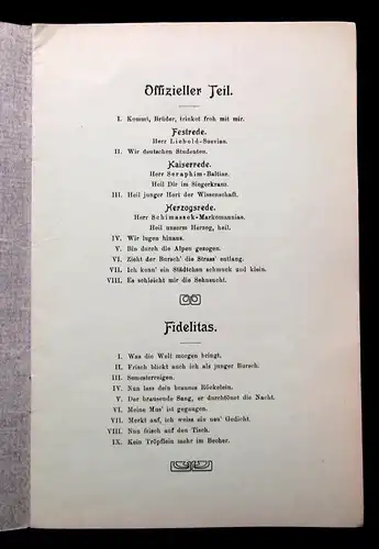 Fest-Kommers-Lieder anläßlich der Feier des 50.Gebrurtstages des Kaisers 1909