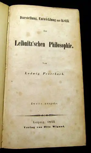 Feuerbach, 1844, Darstellung, Entwickl. und Kritik der Leibnitzschen Philosophie