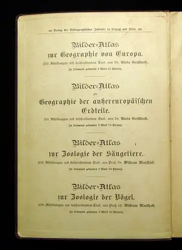 Marshall Bilder-Atlas zur Zoologie der Niederen Tiere beschreibender Text 1899