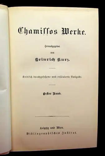 Kurz Chamissos Werke Bd.1-2 Gedichte Reise um die Welt 1815-1818 Klassiker