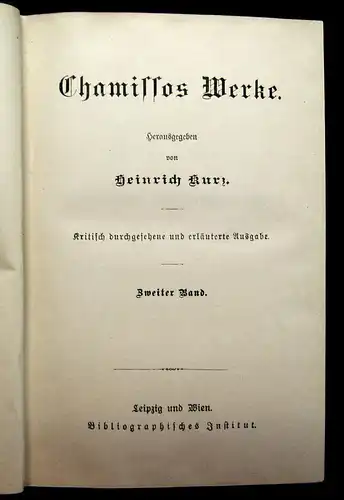 Kurz Chamissos Werke Bd.1-2 Gedichte Reise um die Welt 1815-1818 Klassiker