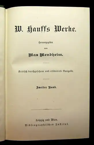 Mendheim W. Hauff´s Werke Band 1-4 um 1890 Belletristik Klassiker Literatur