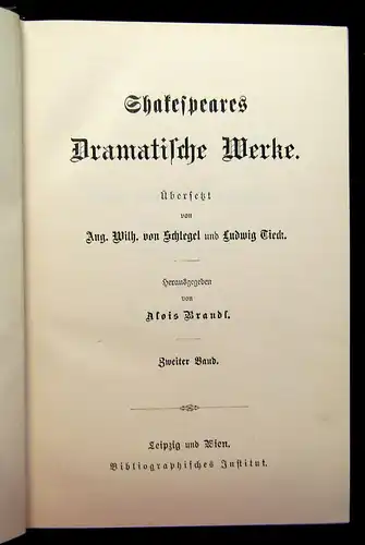 Schlegel Tieck Shakespears Werke 10 Bde um 1897 Belletristik Klassiker