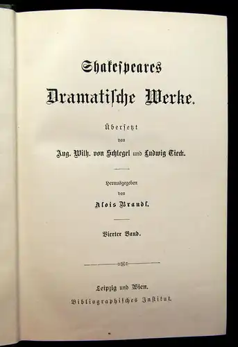 Schlegel Tieck Shakespears Werke 10 Bde um 1897 Belletristik Klassiker