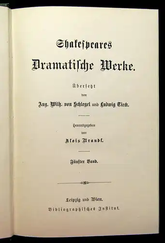 Schlegel Tieck Shakespears Werke 10 Bde um 1897 Belletristik Klassiker