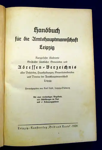 Linke Handbuch für die Amtshauptmannschaft L 1926 200 Abb. 6 Pläne 1 Wegekarte