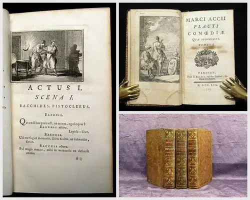 Marci Accii Plauti Comediae 3 Bde. komplett 1759 Belletristik Lyrik js