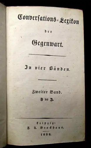 Conversations-Lexikon d. Gegenwart 1838 4 Bde. Ergänzung 8.Aufl. von Brockhaus j