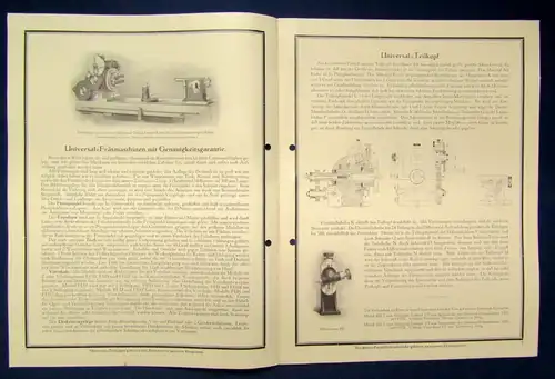 Hübner Präzisions-Universal-Fräsmaschinen Prospekt Katalog um 1935 8 S. js