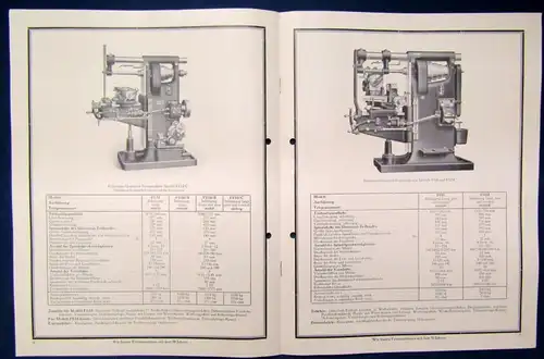 Hübner Präzisions-Universal-Fräsmaschinen Prospekt Katalog um 1935 8 S. js