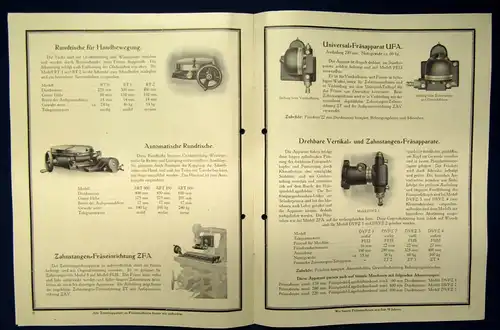 Hübner Präzisions-Universal-Fräsmaschinen Prospekt Katalog um 1935 8 S. js