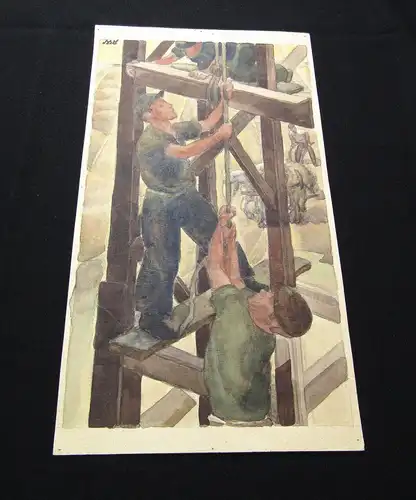 Walter, Albert Aquarell über Bleistift "Auf der Baustelee" Monogramm "A" um 1930