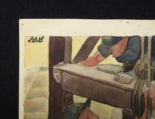 Walter, Albert Aquarell über Bleistift "Auf der Baustelee" Monogramm "A" um 1930