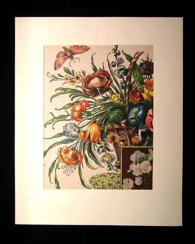 Blumenkorb Jugendstil um 1893 Chromolithographie/ Lithographie 38x 28cm