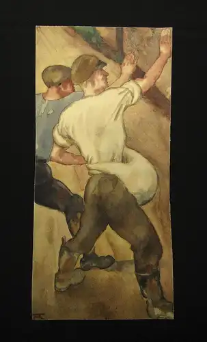 Walter, Albert Aquarell über Bleistift "Bauern auf Feld" Monogramm "A" um 1930