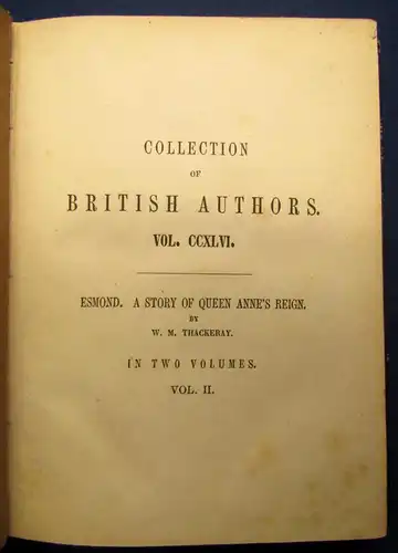 Thakeray The History of Henry Esmond, Esq. 2 Bde. 1852 Belletristik Lyrik