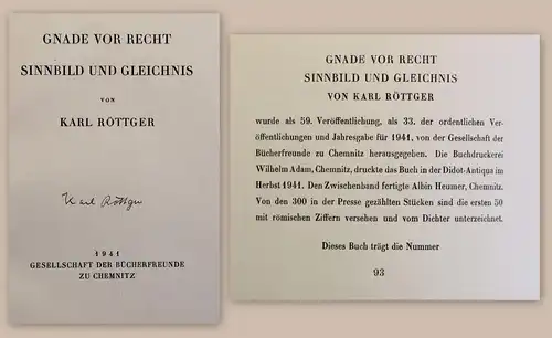 Röttger Gnade vor Recht Sinnbild und Gleichnis 1941 signiert Ex.Nr. 93 xz