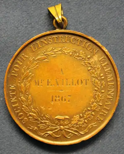 Medaille Anhänger Joseph Francois Domard 1867 Frankreich Dresden Selten sf