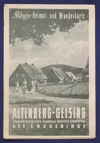 Original Heimat- & Wanderkarte Altenberg-Geising um 1930 Sachsen Saxonica sf