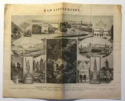 Original Prospekt Bad Lippspringe um 1890 Nordrhein-Westfalen Teuteburger Wald