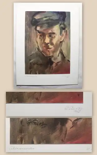 Richard Pusch Aquarell Strassenmeister 1948 Zeichnung Malerei Porträt Arbeiter