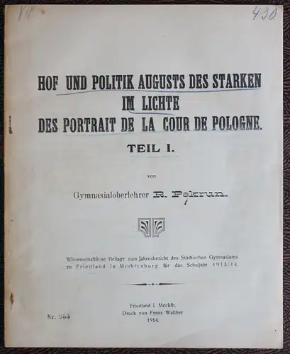 Pekrum -Hof und Politik August des Starken 1914 - Geschichte Sachsen, Polen - xz