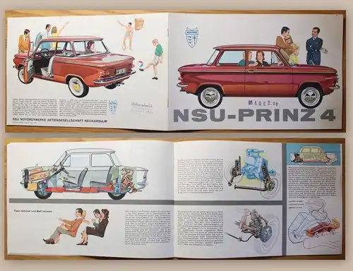 Orig. Werbeprospekt Broschüre NSU Prinz 4 um 1960 Automobile Auto Union Audi xz