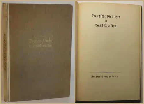 Deutsche Gedichte in Handschriften 1935 Belletristik Literatur Inselverlag sf