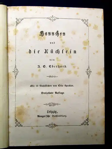 Eberhard, A.G. Hannchen und die Küchlein um 1860 Stahlstiche am