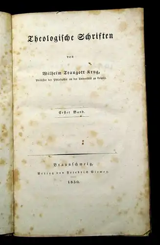 Krugs gesammelte Schriften, Theologische Schriften selten 1830 1.Bd.apart js