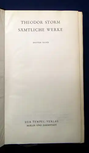 Theodor Storm Sämtliche werke 2 Bde. komplett Or. Ledereinband 1955 Literatur js