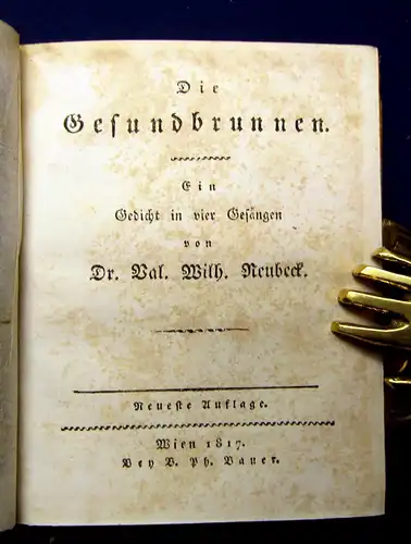 Neubeck Die Gesundbrunnen 1817 Belletristik Gedichte Klassiker mb
