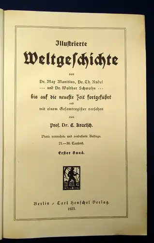 Kraetsch Illustrierte Weltgeschichte 1-4 kmplt. 1923 bis auf die neueste Zeit js