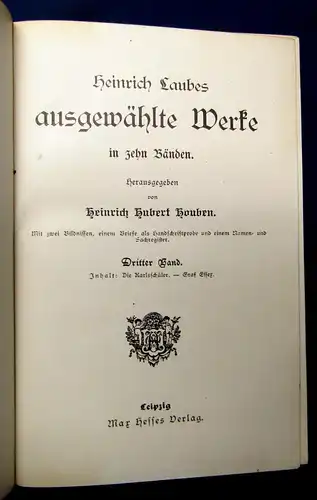 Houben Heinrich Laubes ausgewählte Werke 10 Bde. in 5 um 1900 js