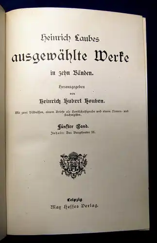 Houben Heinrich Laubes ausgewählte Werke 10 Bde. in 5 um 1900 js