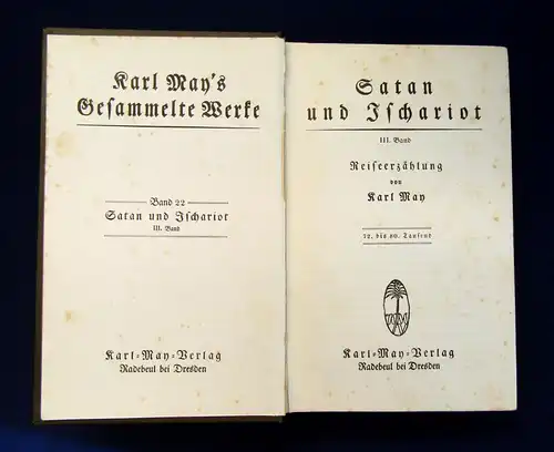 Karl May's Gesammelte Werke Bd.20-22 "Satan und Ischariot"1-3 um 1930 Roman mb