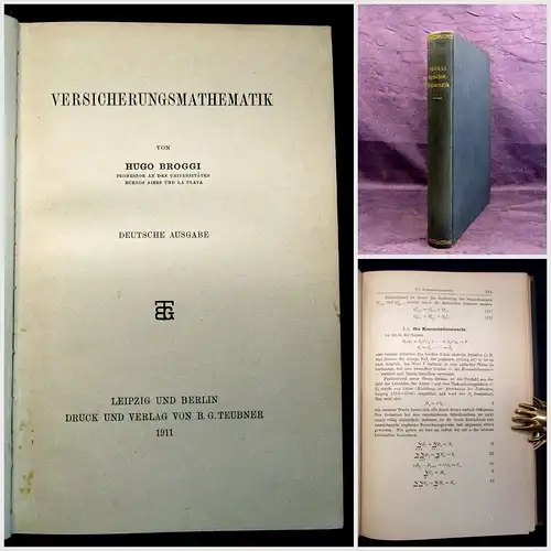 Broggi Versicherungsmathematik 1911 Naturwissenschaften Physik Mathematik mb