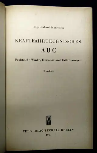 Bock Schnitzlein Kraftfahrtenbücher 3 Bde 1941/42 1961 Technik altes Handwerk mb