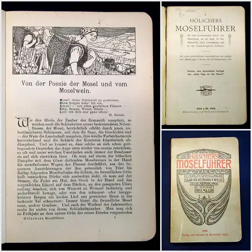 Hölschers Moselführer Für eine Sommerfahrt durch d Moselland 1908 Guide Führer m